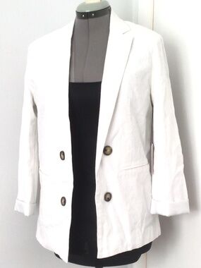 NWT H By Halston Classic Linen Blend Blazer
